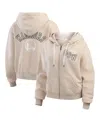 Wear By Erin Andrews Cream Golden State Warriors Plus Size Tonal Felt Patch Full-zip Hoodie In Cream