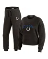 Wear By Erin Andrews Women's Cream Indianapolis Colts Plus Size Knitted Tri-blend Long Sleeve T-shirt Pants Lounge Set In Brown