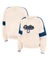 Wear By Erin Andrews Women's Cream Indianapolis Colts Stripe Pullover Sweater In Neutral
