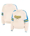 Wear By Erin Andrews Women's Cream Los Angeles Chargers Stripe Pullover Sweater In Cream