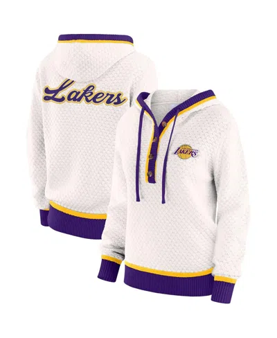 Wear By Erin Andrews Women's Cream Los Angeles Lakers Plus Size Hoodie Sweater In Multi