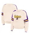 Wear By Erin Andrews Women's Cream Los Angeles Lakers Stripe Pullover Sweater In Cream