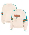 Wear By Erin Andrews Cream Miami Dolphins Stripe Pullover Sweater In Cream