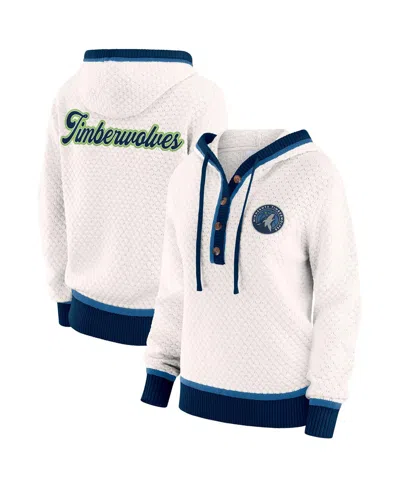 Wear By Erin Andrews Women's Cream Minnesota Timberwolves Plus Size Hoodie Sweater In Multi