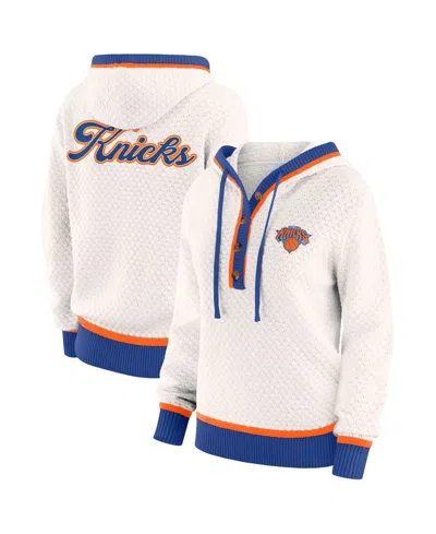 Wear By Erin Andrews Women's Cream New York Knicks Plus Size Hoodie Sweater In Multi