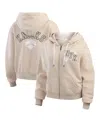Wear By Erin Andrews Women's Tan Denver Nuggets Tonal Felt Patch Full-zip Hoodie In Cream
