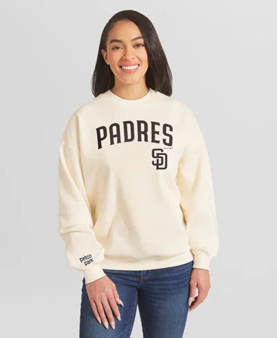 Wear By Erin Andrews Women's Cream San Diego Padres Heavyweight Crew Neck Sweatshirt In Neutral