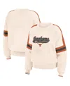 Wear By Erin Andrews Cream Texas Longhorns Chenille Woven Patch Stripe Pullover Sweater In Cream,burnt Orange