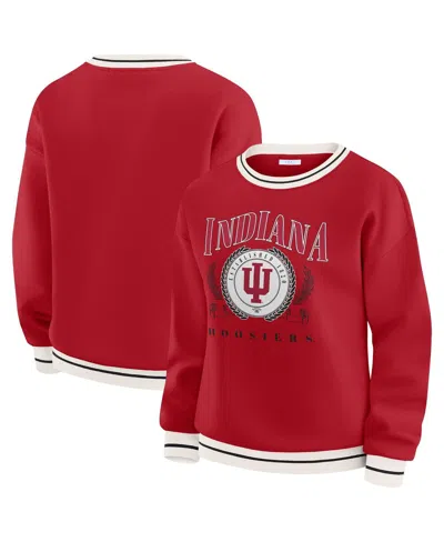 Wear By Erin Andrews Women's Crimson Indiana Hoosiers Seal Sweatshirt In Red