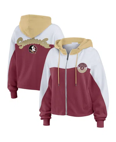Wear By Erin Andrews Women's Garnet Florida State Seminoles Color-block Full-zip Hoodie