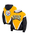 Wear By Erin Andrews Women's Gold/black Pittsburgh Steelers Plus Size Retro Crinkle Full-zip Windbreaker Jacket In Multi