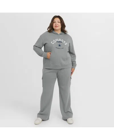 Wear By Erin Andrews Women's Gray Dallas Cowboys Plus Size Waffle-knit Hooded Shirt & Pants Lounge Set