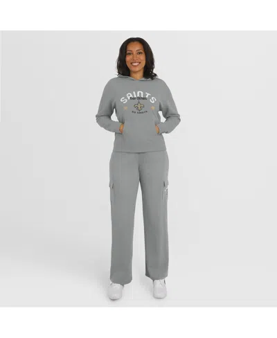 Wear By Erin Andrews Gray New Orleans Saints Waffle-knit Long Sleeve Hooded Shirt & Pants Lounge Set