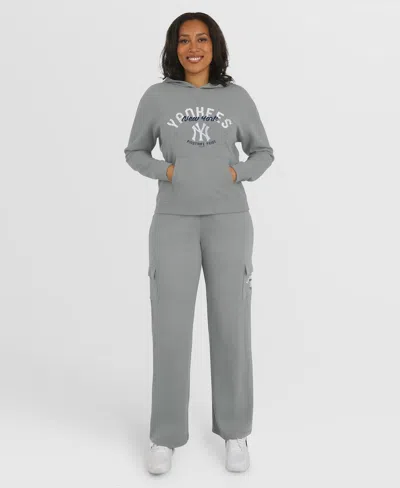 Wear By Erin Andrews Women's Gray New York Yankees Waffle-knit Long-sleeve Hoodie Lounge Pant Set In Blue