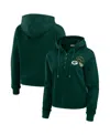 Wear By Erin Andrews Women's Green Bay Packers Waffle Hoodie Pullover Top In Green
