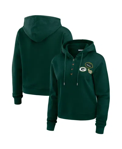Wear By Erin Andrews Women's Green Bay Packers Waffle Hoodie Pullover Top