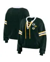 Wear By Erin Andrews Women's Green Green Bay Packers Lace-up Sweater In Green