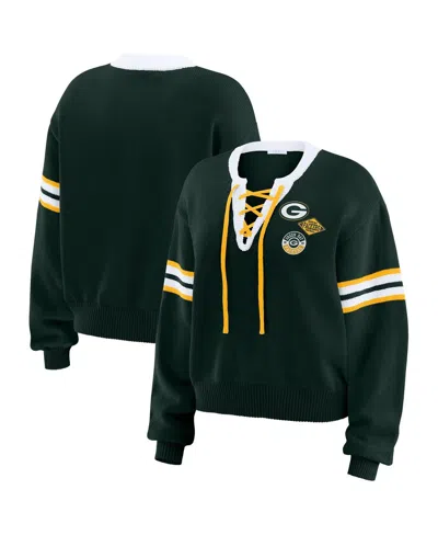 Wear By Erin Andrews Women's Green Green Bay Packers Lace-up Sweater