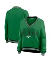 Wear By Erin Andrews Women's Green New York Jets Oversized Long Sleeve V-neck Sweatshirt In Green