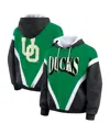 Wear By Erin Andrews Women's Green/black Oregon Ducks Color Block Full-zip Windbreaker Jacket In Multi