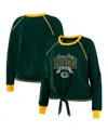 Wear By Erin Andrews Women's Green/gold Green Bay Packers Tie-front Long Sleeve Top In Green