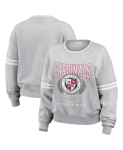 Wear By Erin Andrews Women's Heather Gray Arizona Cardinals Cropped Pullover Sweatshirt