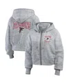 Wear By Erin Andrews Heather Gray Atlanta Falcons Speckled Fleece Cropped Full-zip Hoodie In Multi