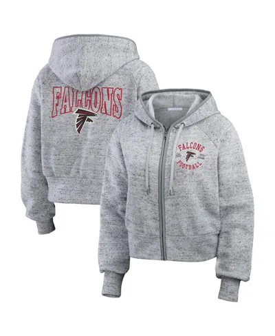 Wear By Erin Andrews Women's Heather Gray Atlanta Falcons Speckled Fleece Cropped Full-zip Hoodie