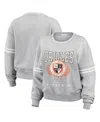 Wear By Erin Andrews Women's Heather Gray Baltimore Orioles Domestic Crest Pullover Sweatshirt In Heather Gray