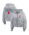 Wear By Erin Andrews Women's Heather Gray Boston Red Sox Speckled Fleece Cropped Full-zip Hoodie In Heather Gray
