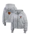 Wear By Erin Andrews Heather Gray Chicago Bears Speckled Fleece Cropped Full-zip Hoodie In Heather Gray