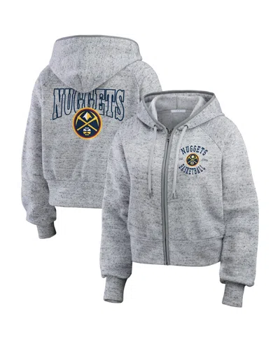Wear By Erin Andrews Women's Heather Gray Denver Nuggets Speckled Radiator Full-zip Hoodie
