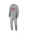 Wear By Erin Andrews Women's Heather Gray Detroit Red Wings Knit Long Sleeve Tri-blend T-shirt And Pants Sleep Set In Heather Gray