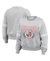 Wear By Erin Andrews Women's Heather Gray Georgia Bulldogs Classic Stripe Pullover Sweatshirt In Heather Gray