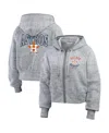 Wear By Erin Andrews Women's Heather Gray Houston Astros Speckled Fleece Cropped Full-zip Hoodie In Heather Gray