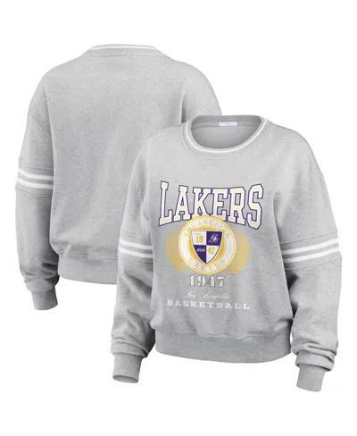 Wear By Erin Andrews Women's Heather Gray Los Angeles Lakers French Terry Pullover Sweatshirt