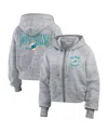 Wear By Erin Andrews Women's Heather Gray Miami Dolphins Speckled Fleece Cropped Full-zip Hoodie In Heather Gray