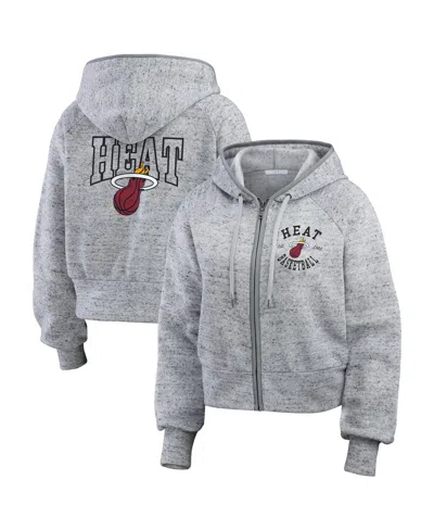 Wear By Erin Andrews Women's Heather Gray Miami Heat Speckled Radiator Full-zip Hoodie