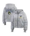 Wear By Erin Andrews Heather Gray Milwaukee Brewers Speckled Fleece Cropped Full-zip Hoodie In Heather Gray