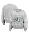 Wear By Erin Andrews Women's Heather Gray Milwaukee Bucks French Terry Pullover Sweatshirt In Heather Gray