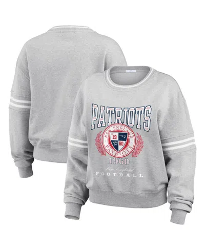 Wear By Erin Andrews Women's Heather Gray New England Patriots Pullover Sweatshirt
