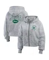 Wear By Erin Andrews Women's Heather Gray New York Jets Speckled Fleece Cropped Full-zip Hoodie In Gray