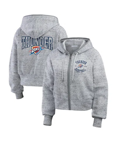 Wear By Erin Andrews Women's Heather Gray Oklahoma City Thunder Speckled Radiator Full-zip Hoodie