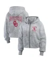 Wear By Erin Andrews Women's Heather Gray Oklahoma Sooners Wear Speckle Double-hit Raglan Full-zip Hoodie In Gray