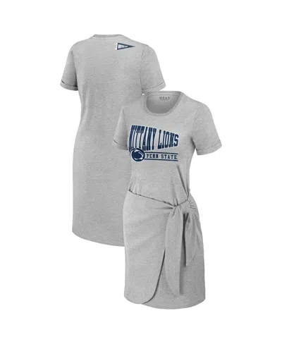 Wear By Erin Andrews Women's Heather Gray Penn State Nittany Lions Knotted T-shirt Dress