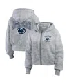 Wear By Erin Andrews Women's Heather Gray Penn State Nittany Lions Wear Speckle Double-hit Raglan Full-zip Hoodie In Gray