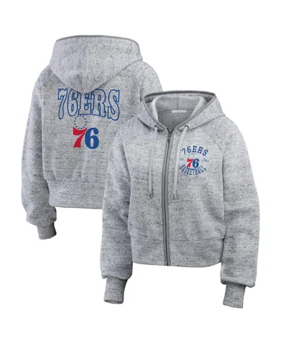 Wear By Erin Andrews Women's Heather Gray Philadelphia 76ers Speckled Radiator Full-zip Hoodie