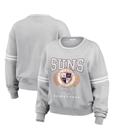 Wear By Erin Andrews Women's Heather Gray Phoenix Suns French Terry Pullover Sweatshirt In Multi