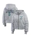 Wear By Erin Andrews Women's Heather Gray Seattle Mariners Speckled Fleece Cropped Full-zip Hoodie In Heather Gray