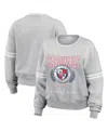 Wear By Erin Andrews Women's Heather Gray St. Louis Cardinals Domestic Crest Pullover Sweatshirt In Heather Gray